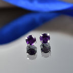 African Amethyst Solitaire Earring with Push Back in Platinum Overlay Sterling Silver_8498239_1