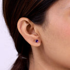 African Amethyst Solitaire Earring with Push Back in Platinum Overlay Sterling Silver_8498239_2