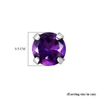 African Amethyst Solitaire Earring with Push Back in Platinum Overlay Sterling Silver_8498239_4