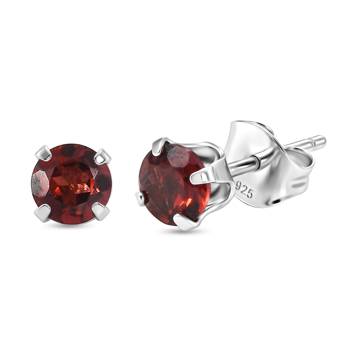 Red Garnet Solitaire Earring with Push Back in Platinum Overlay Sterling Silver 1.30 Ct. 8498241 0