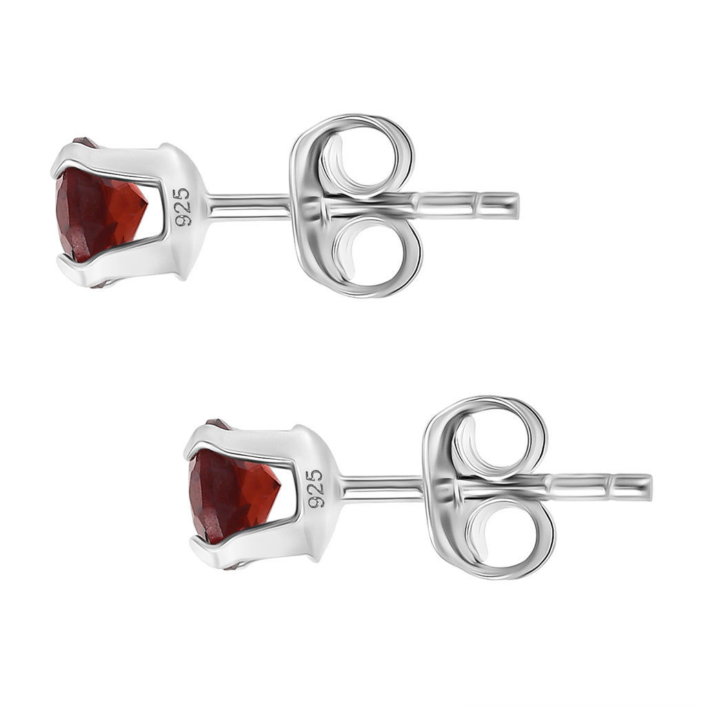 Red Garnet Solitaire Earring with Push Back in Platinum Overlay Sterling Silver 1.30 Ct._8498241_3