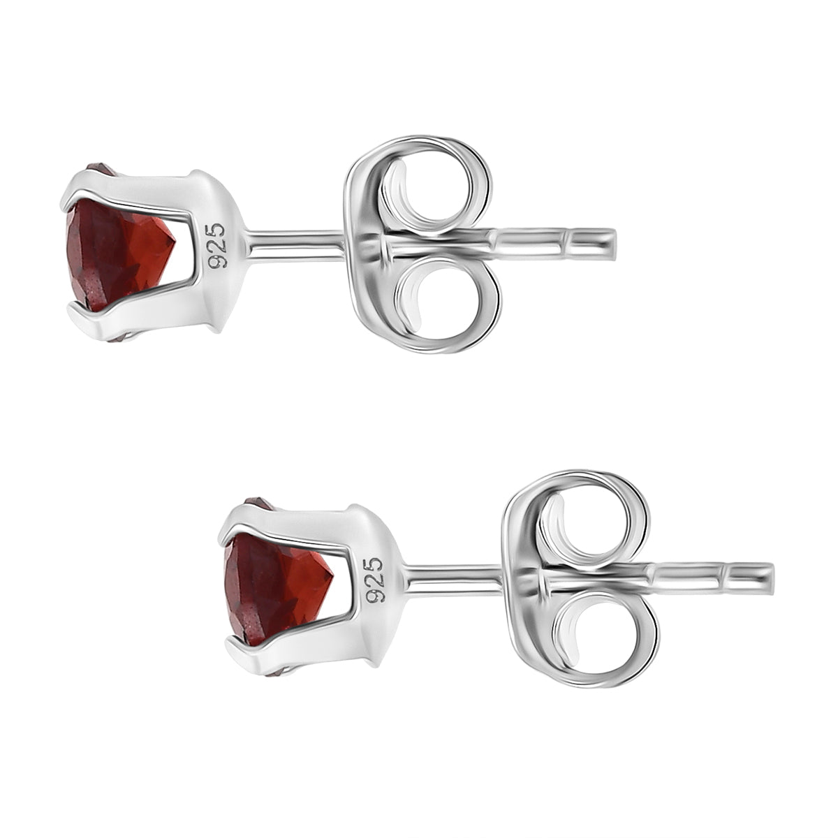 Red Garnet Solitaire Earring with Push Back in Platinum Overlay Sterling Silver 1.30 Ct. 8498241 3