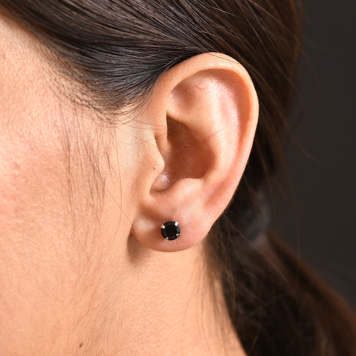Black Spinel Earring with Push Back in Platinum Overlay Sterling Silver 1.35 Ct. 8498242 1