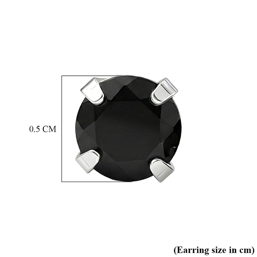 Black Spinel Earring with Push Back in Platinum Overlay Sterling Silver 1.35 Ct._8498242