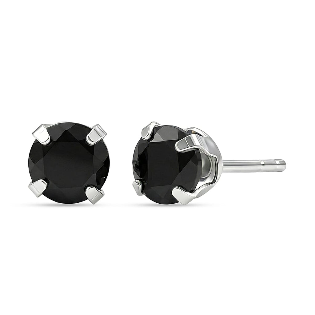 Black Spinel Earring with Push Back in Platinum Overlay Sterling Silver 1.35 Ct._8498242