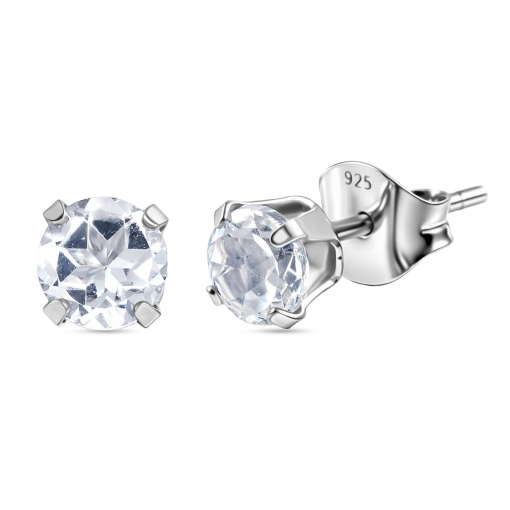 White Topaz Solitaire Earring with Push Back in Platinum Overlay Sterling Silver 1.26 Ct._8498243