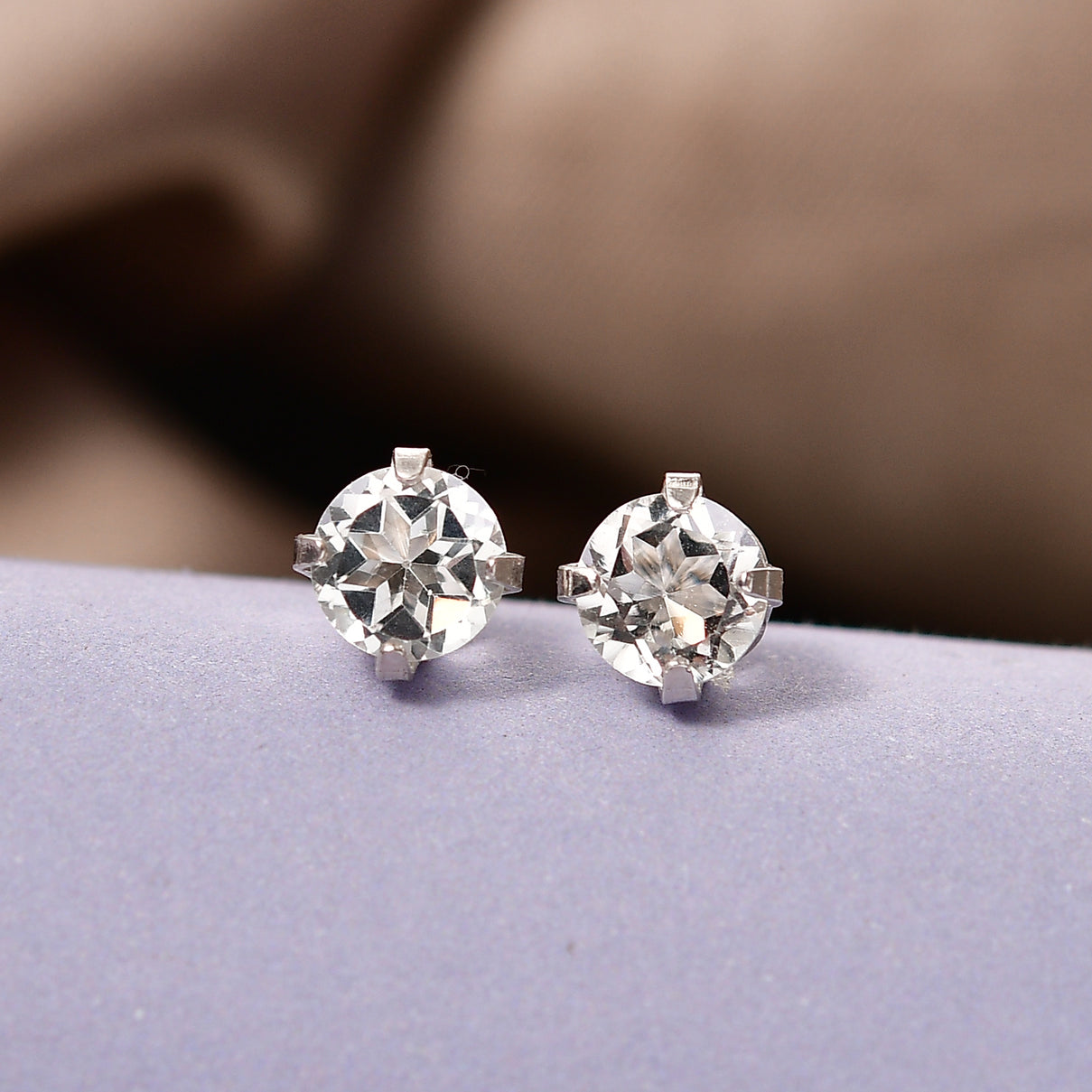 White Topaz Solitaire Earring with Push Back in Platinum Overlay Sterling Silver 1.26 Ct. 8498243 2