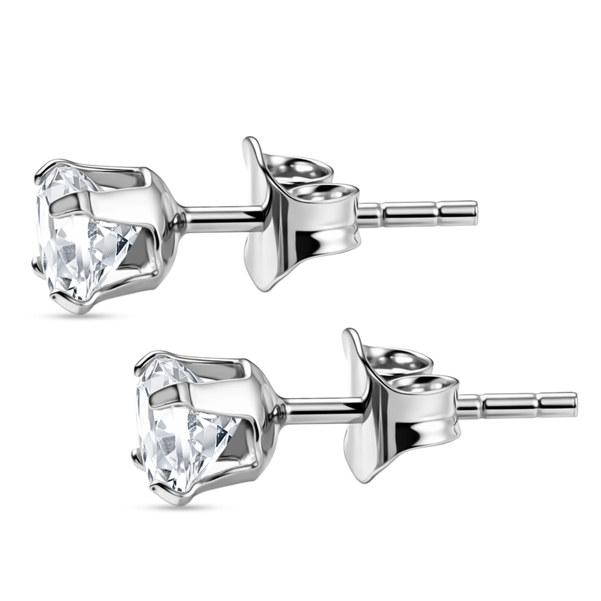 White Topaz Solitaire Earring with Push Back in Platinum Overlay Sterling Silver 1.26 Ct. 8498243 3