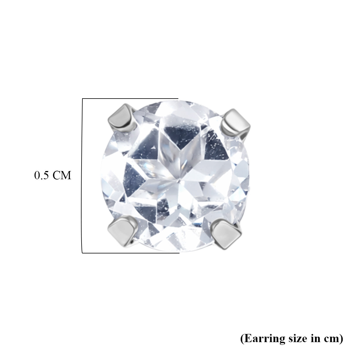 White Topaz Solitaire Earring with Push Back in Platinum Overlay Sterling Silver 1.26 Ct. 8498243 4
