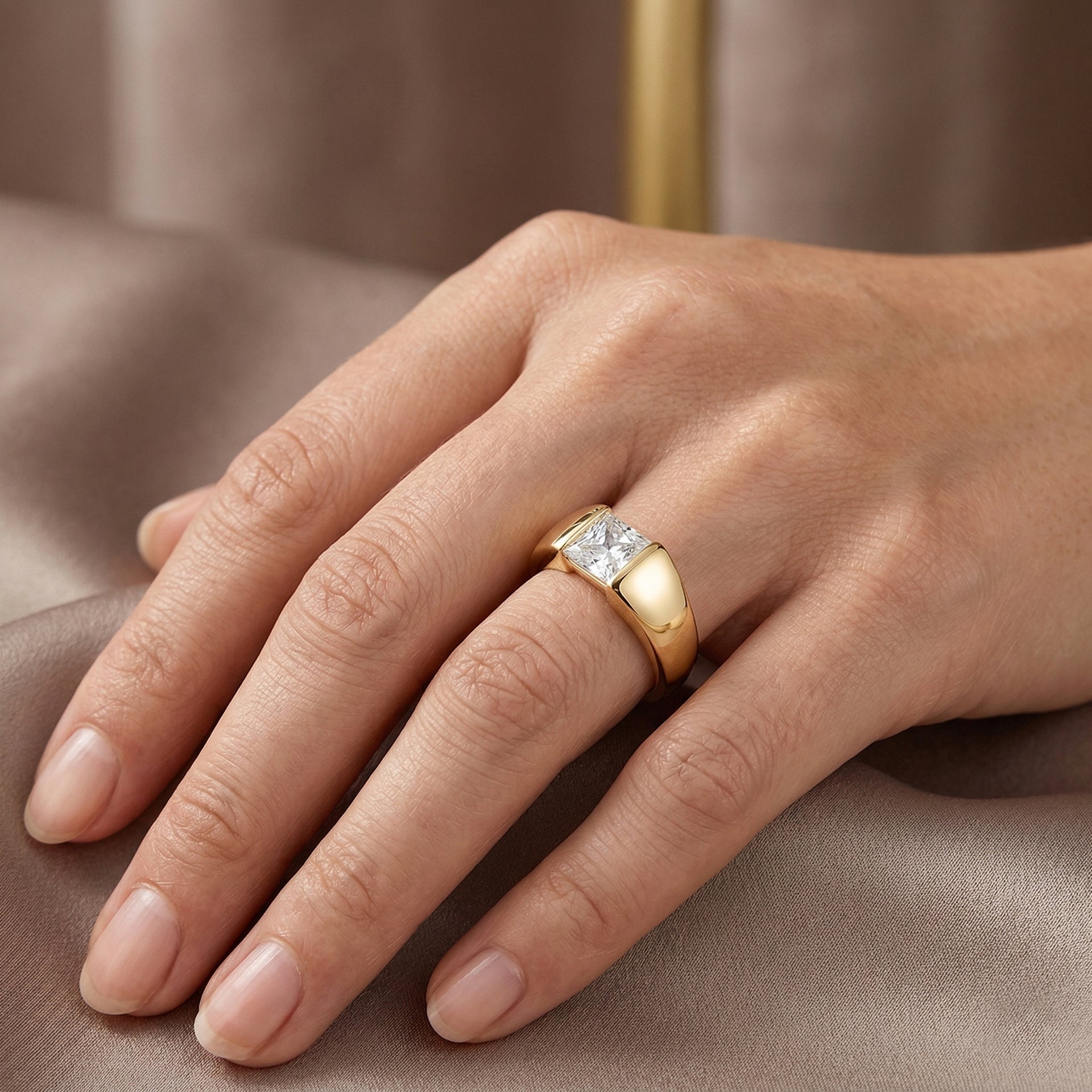 EverTrue - White Cubic Zirconia Solitaire Band Ring in Yellow Gold Tone 1.80 Ct. V32489655 2