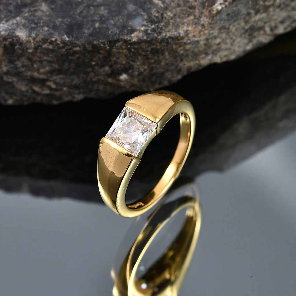 EverTrue - White Cubic Zirconia Solitaire Band Ring in Yellow Gold Tone 1.80 Ct._8498390_2