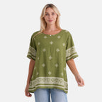 La Marey Placement Print Blouse (Size L-XL, 16-22) - Green_8498485