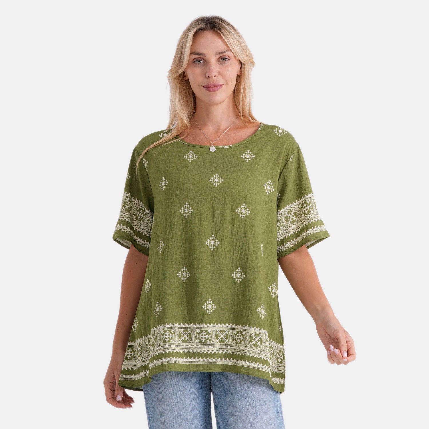 La Marey Placement Print Blouse (Size L-XL, 16-22) - Green 8498485 0