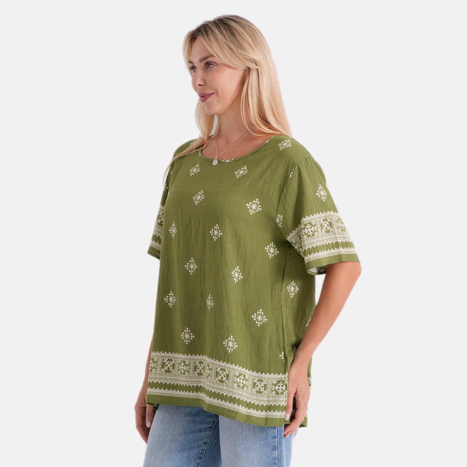 La Marey Placement Print Blouse (Size L-XL, 16-22) - Green 8498485 4