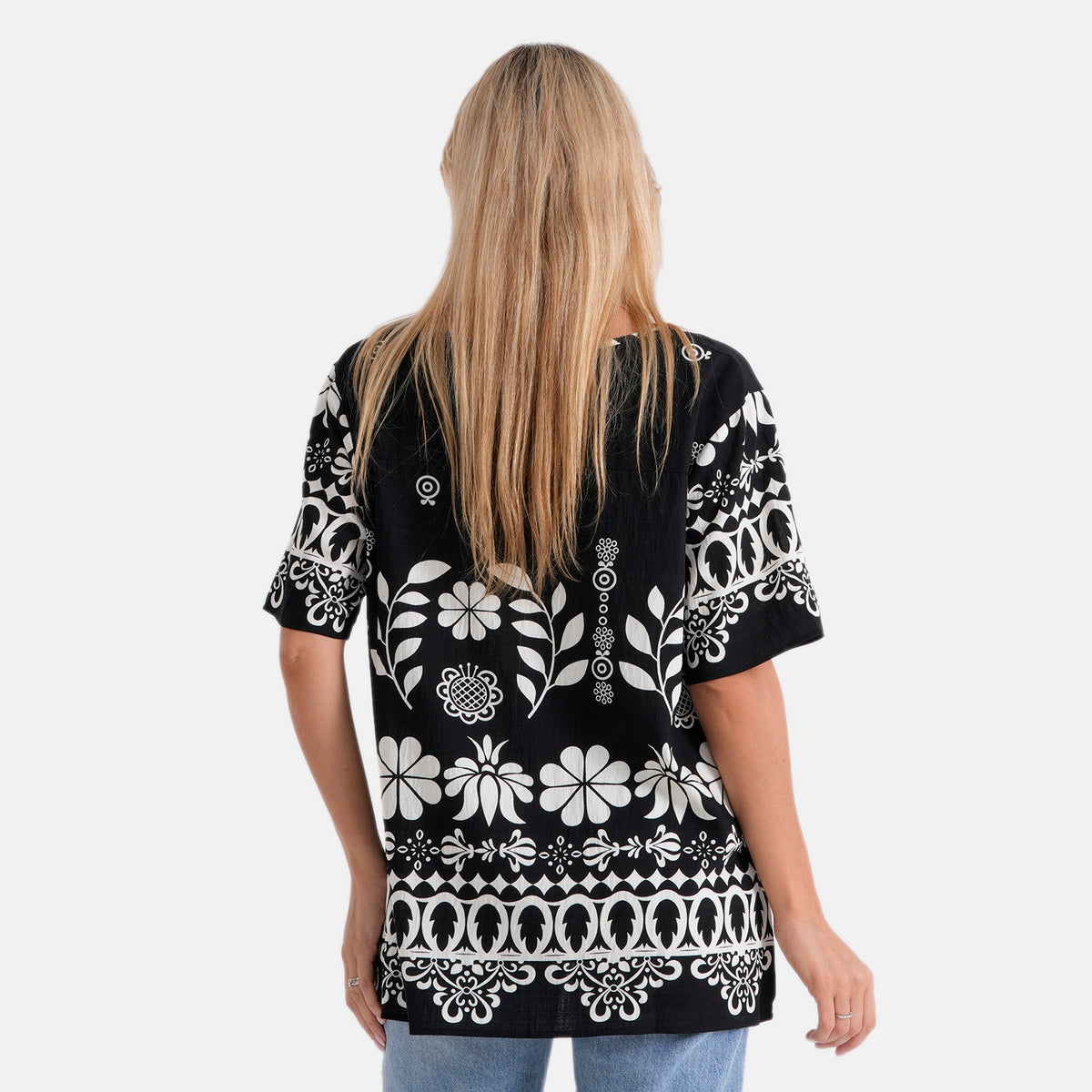 La Marey Placement Print Blouse (Size L-XL, 16-22) - Black V32605818 3