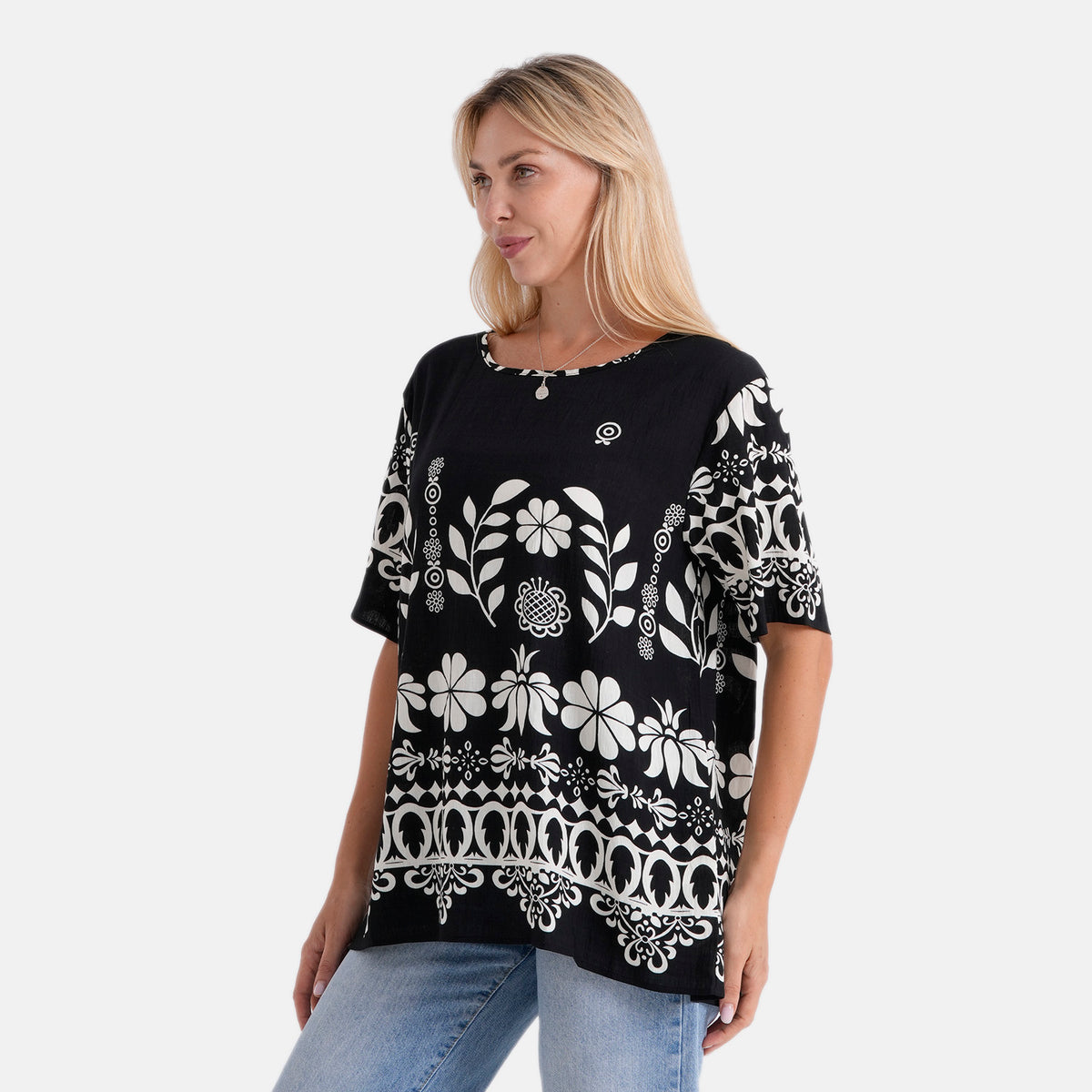 La Marey Placement Print Blouse (Size L-XL, 16-22) - Black V32605818 4