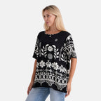 La Marey Placement Print Blouse (Size L-XL, 16-22) - Black_8498487_3