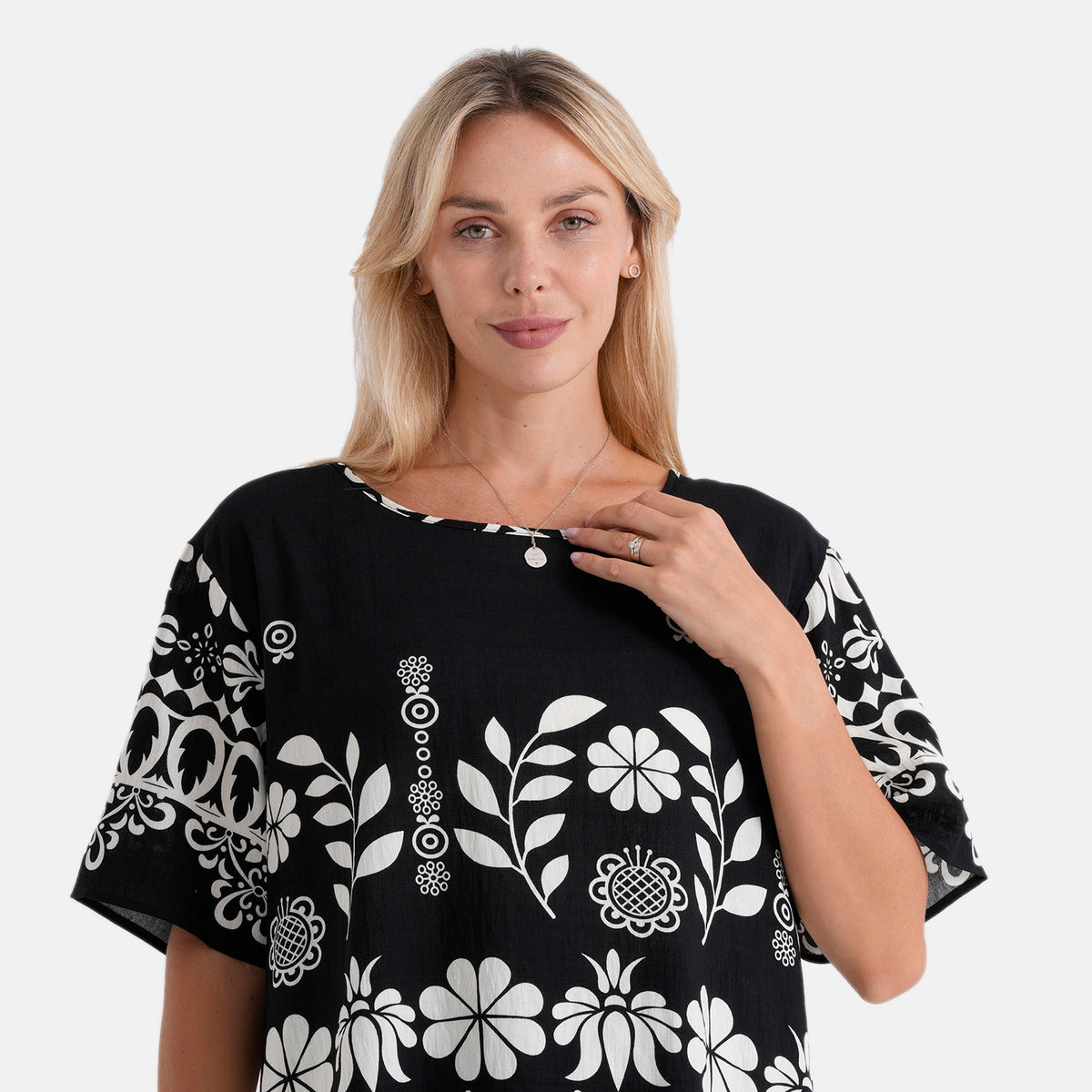 La Marey Placement Print Blouse (Size L-XL, 16-22) - Black V32605818 5
