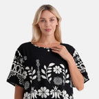La Marey Placement Print Blouse (Size L-XL, 16-22) - Black_8498487_4