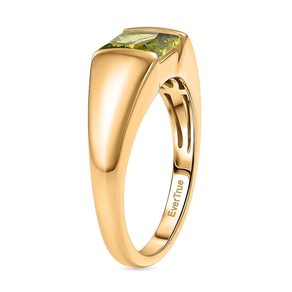 EverTrue - Green Cubic Zirconia Solitaire Band Ring in Yellow Gold Tone in 1.74 Ct._8498502