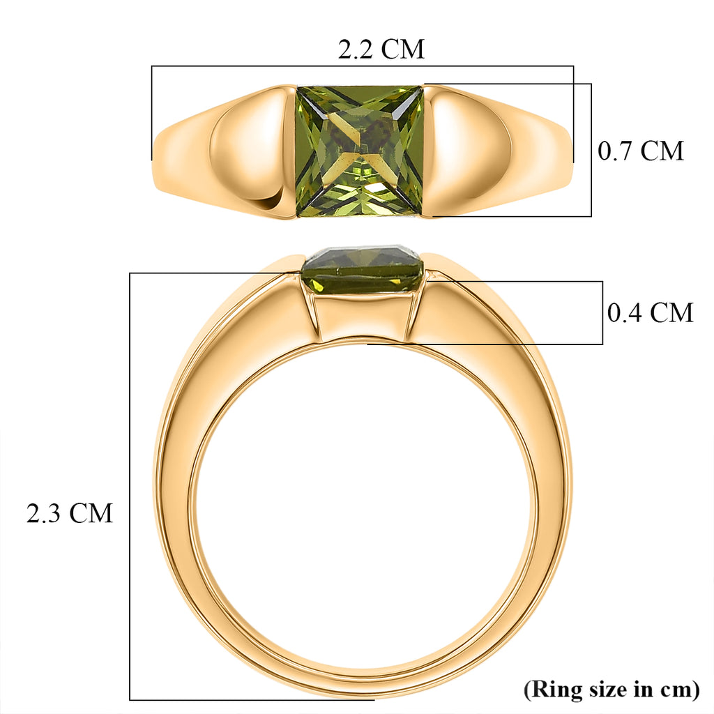 EverTrue - Green Cubic Zirconia Solitaire Band Ring in Yellow Gold Tone in 1.74 Ct._8498504_5