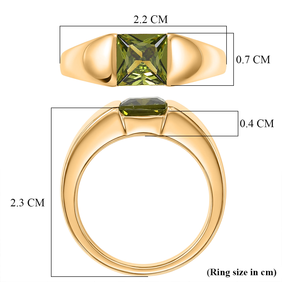 EverTrue - Green Cubic Zirconia Solitaire Band Ring in Yellow Gold Tone in 1.74 Ct. 8498504 5