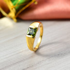EverTrue - Green Cubic Zirconia Solitaire Band Ring in Yellow Gold Tone in 1.74 Ct._8498505_2