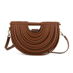 Two-Tone Noodle Designed Clutch Handbag with Shoulder Strap - Tan_8498636