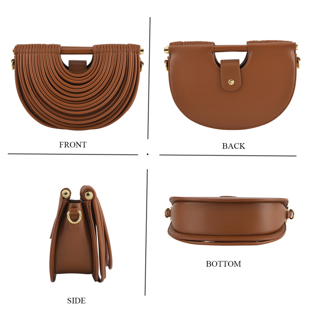 Two-Tone Noodle Designed Clutch Handbag with Shoulder Strap - Tan V32590968 5