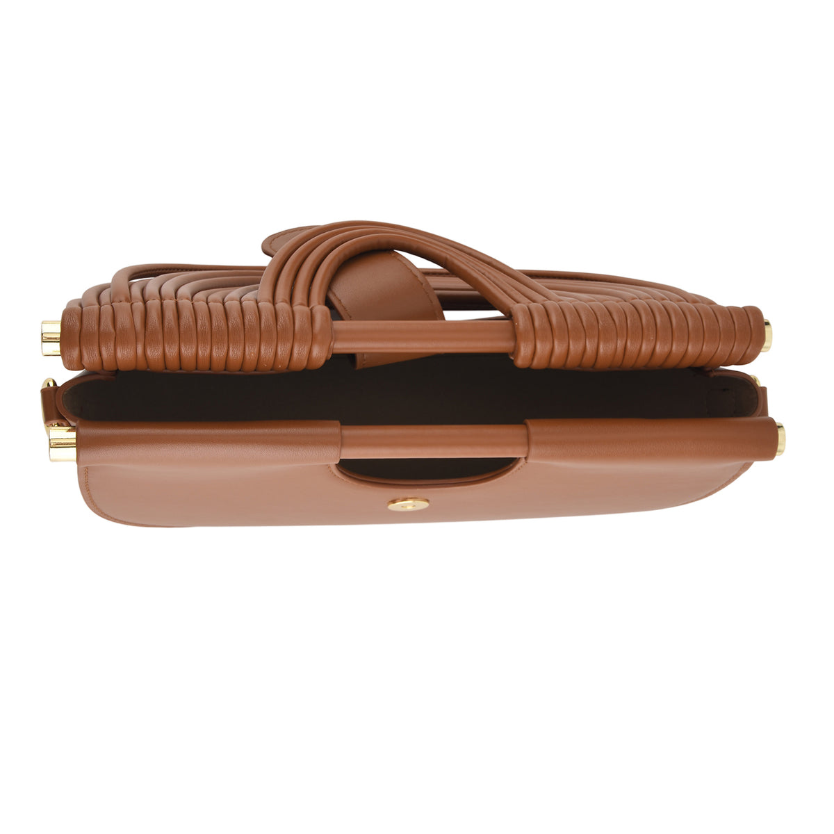 Two-Tone Noodle Designed Clutch Handbag with Shoulder Strap - Tan V32590968 6