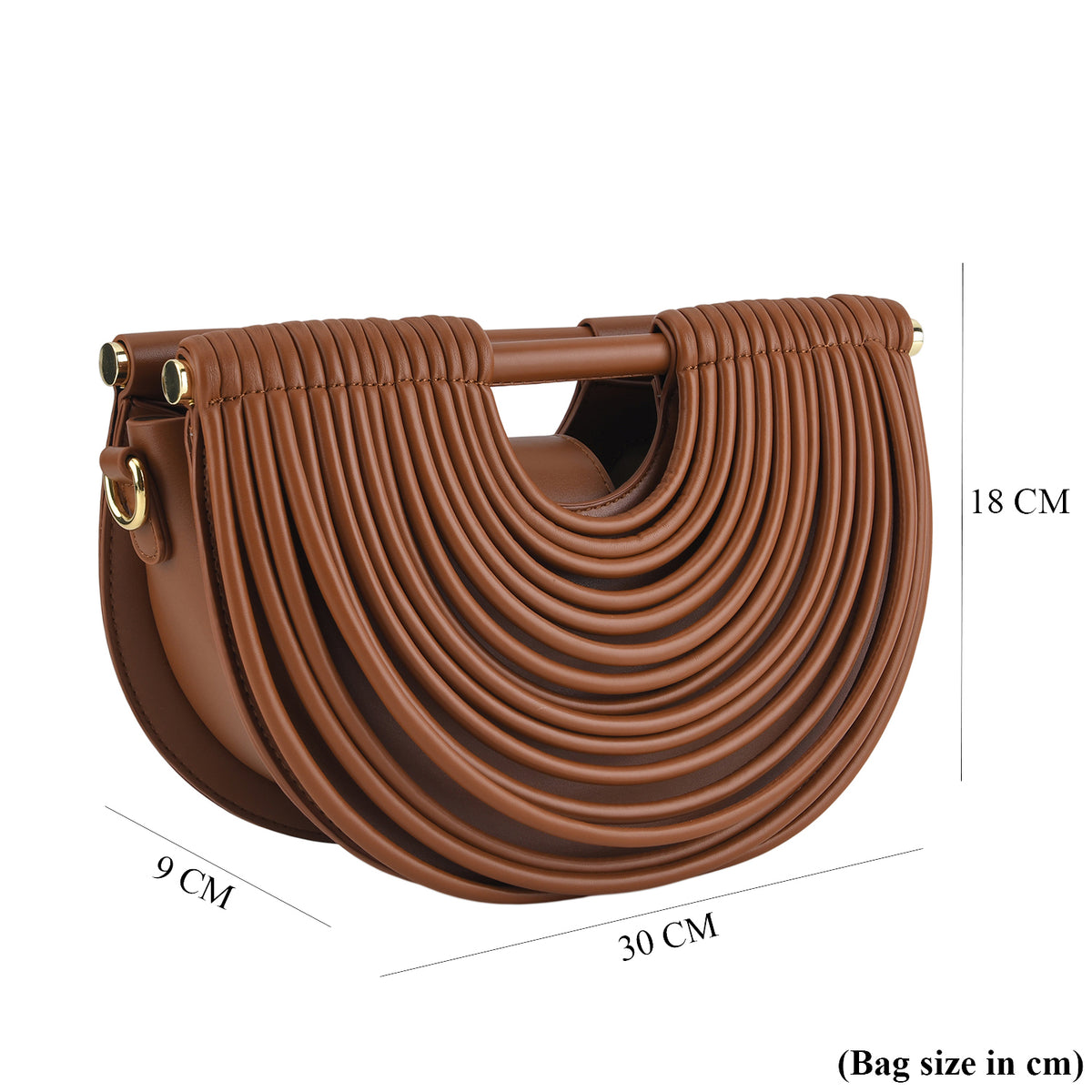 Two-Tone Noodle Designed Clutch Handbag with Shoulder Strap - Tan V32590968 7
