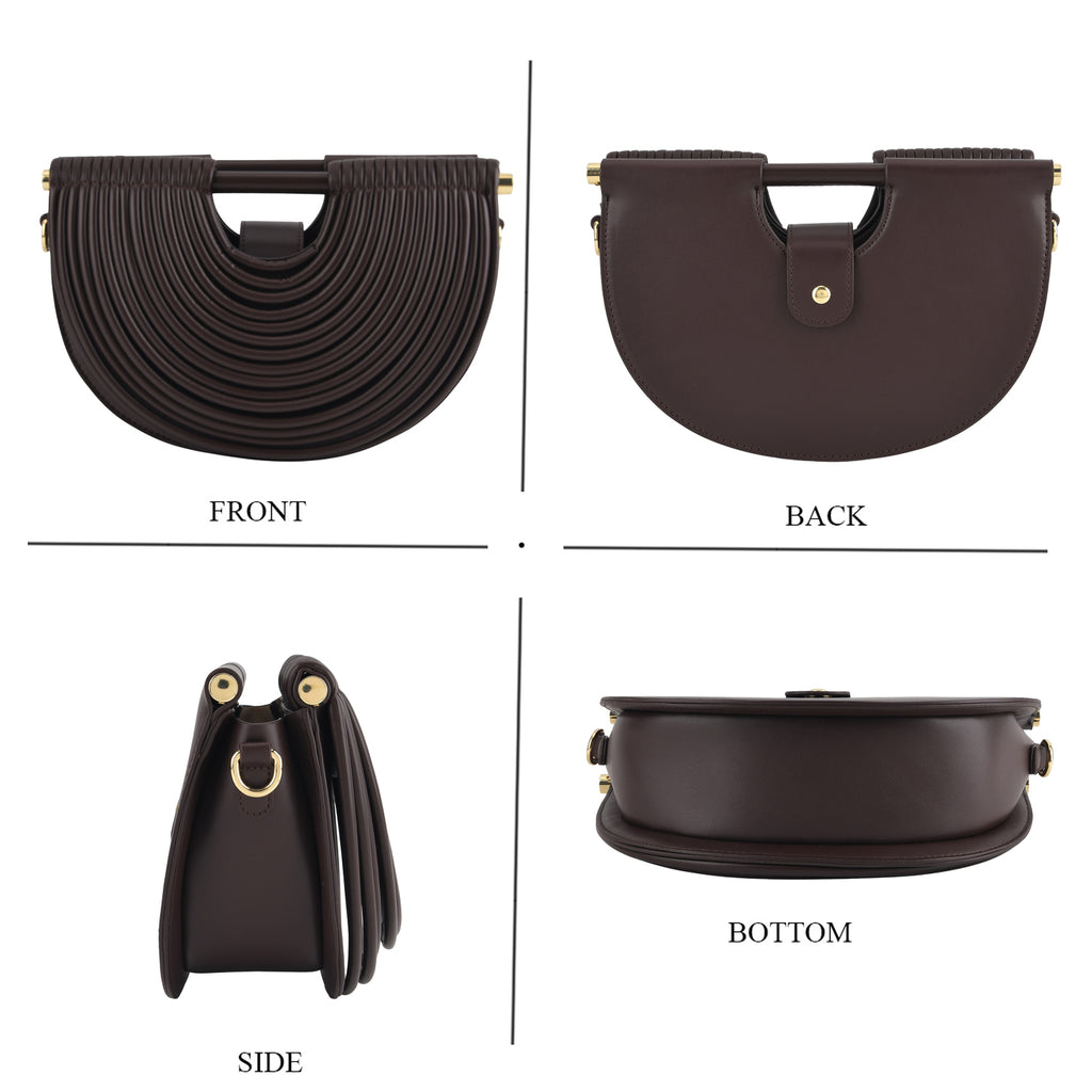 Two-Tone Noodle Designed Clutch Handbag with Shoulder Strap - Dark Coffee_8498648_4