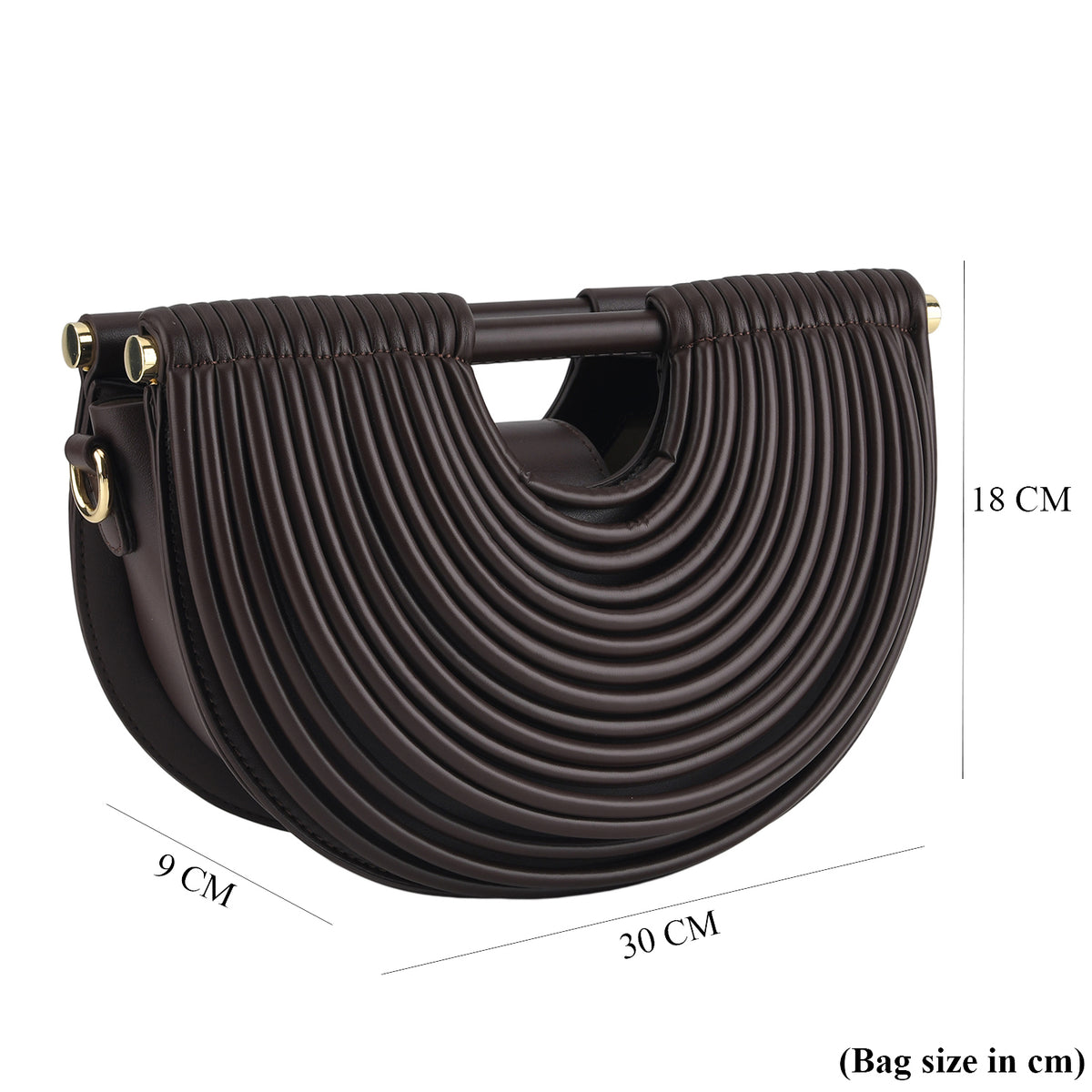 Two-Tone Noodle Designed Clutch Handbag with Shoulder Strap - Dark Coffee V32598008 7