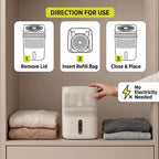 Premium Moisture Absorber White - 1.2L Capacity Dehumidifier with 2 x 700g Refills for Caravans, Cupboards and Bathrooms
