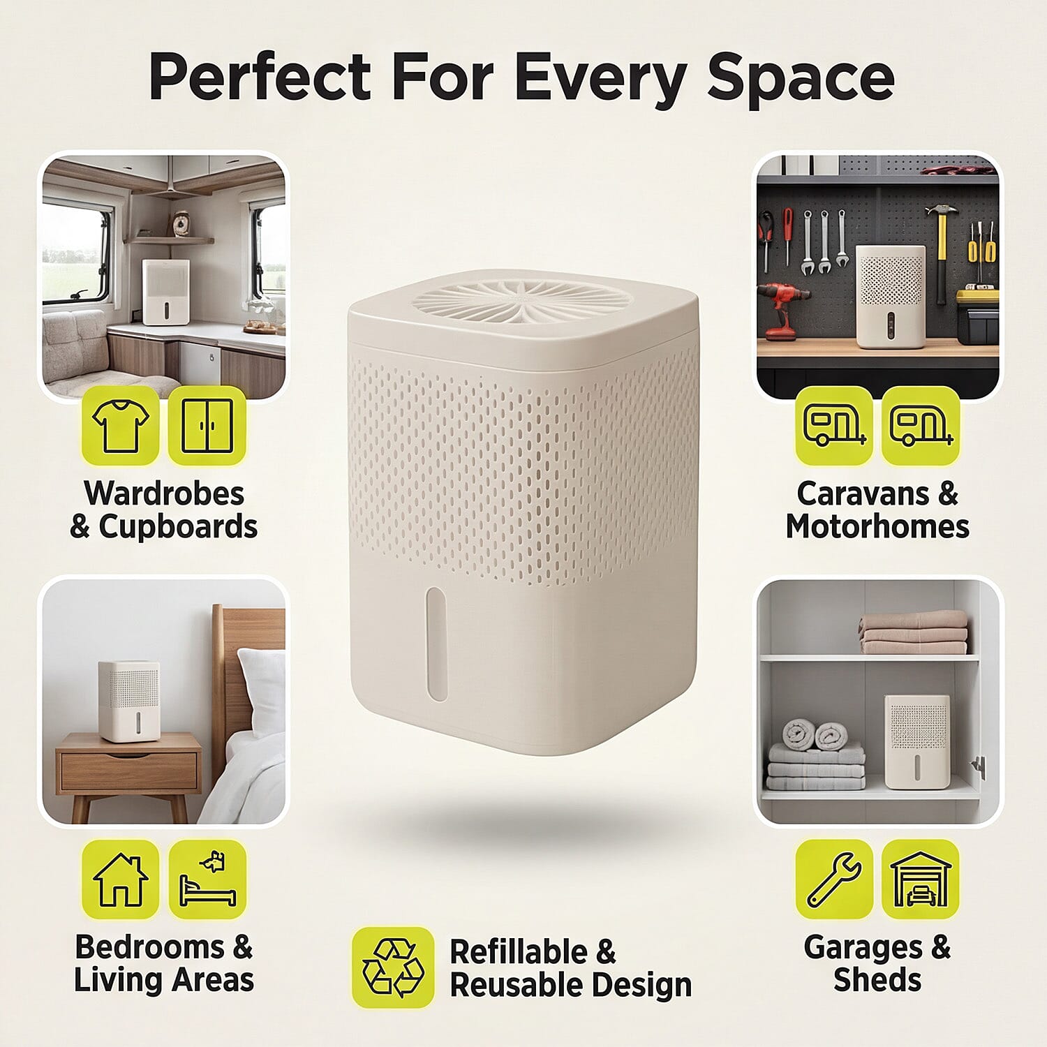 Premium Moisture Absorber White - 1.2L Capacity Dehumidifier with 2 x 700g Refills for Caravans, Cupboards and Bathrooms 8498693 4