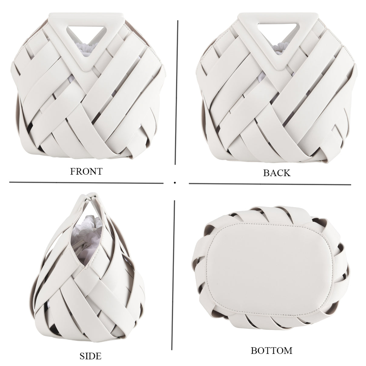 Designer Triangle Handle Clutch Handbag with Removable Pouch &amp; Adjustable Shoulder Strap - White V32520450 5