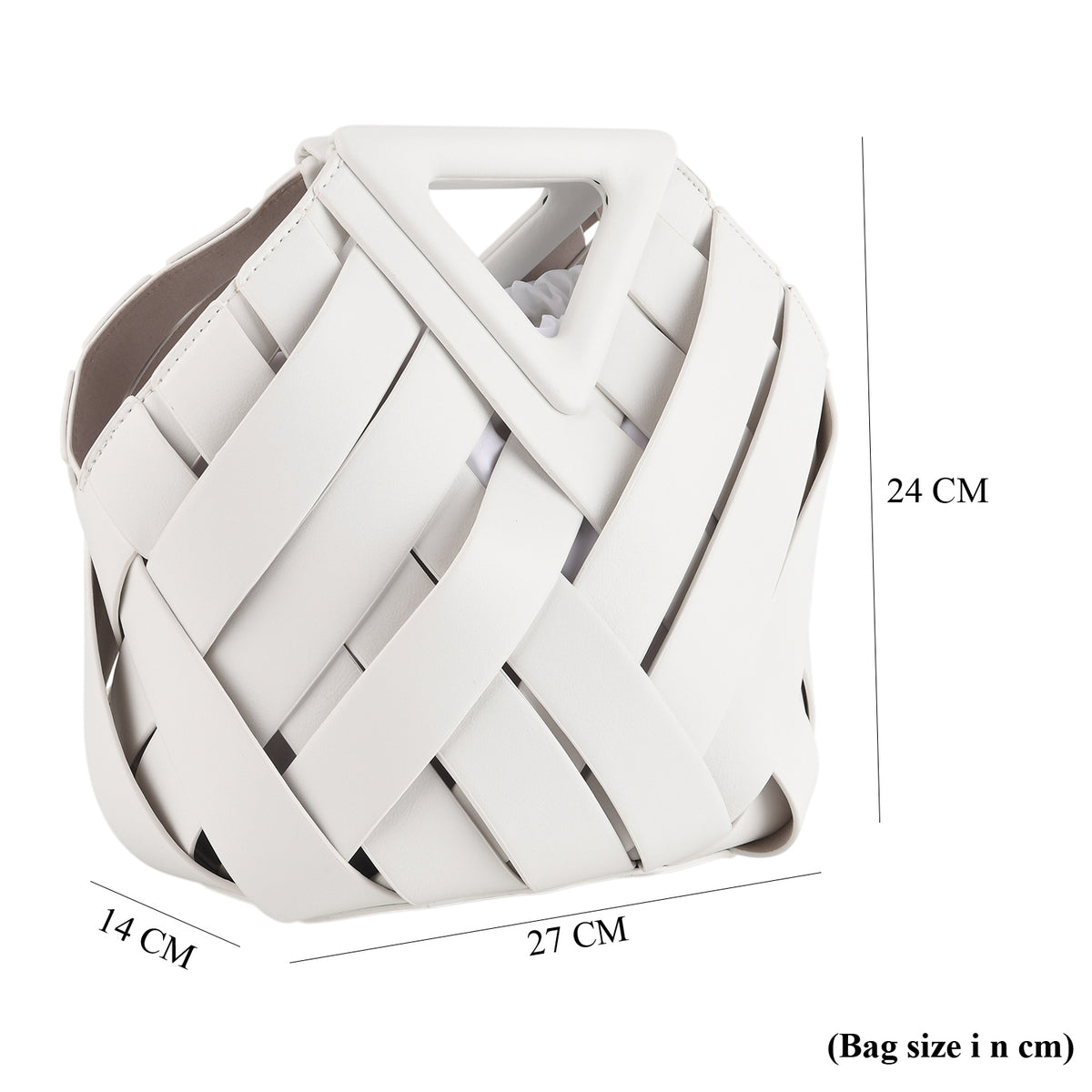 Designer Triangle Handle Clutch Handbag with Removable Pouch &amp; Adjustable Shoulder Strap - White V32520450 7