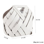 Designer Triangle Handle Clutch Handbag with Removable Pouch & Adjustable Shoulder Strap - White_8498705_6