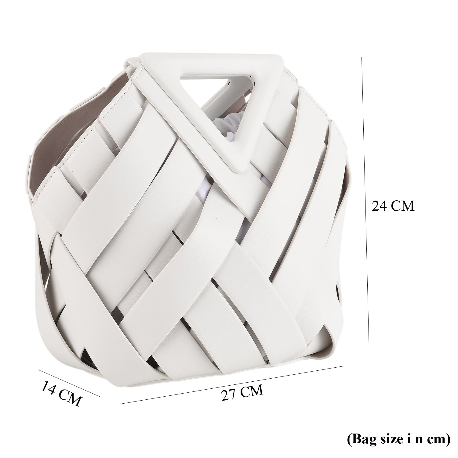 Designer Triangle Handle Clutch Handbag with Removable Pouch &amp; Adjustable Shoulder Strap - White V32520450 7