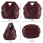 Designer Triangle Handle Clutch Handbag with Removable Pouch & Adjustable Shoulder Strap - Burgundy_8498706_4