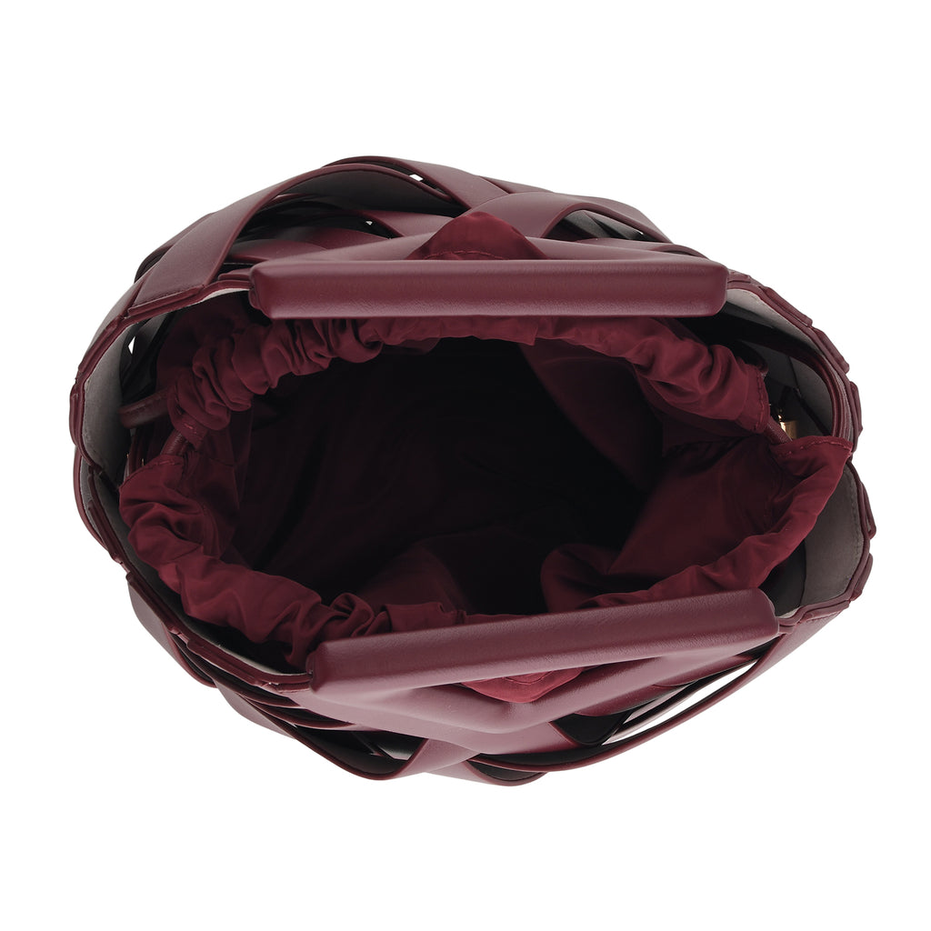Designer Triangle Handle Clutch Handbag with Removable Pouch & Adjustable Shoulder Strap - Burgundy_8498706_5