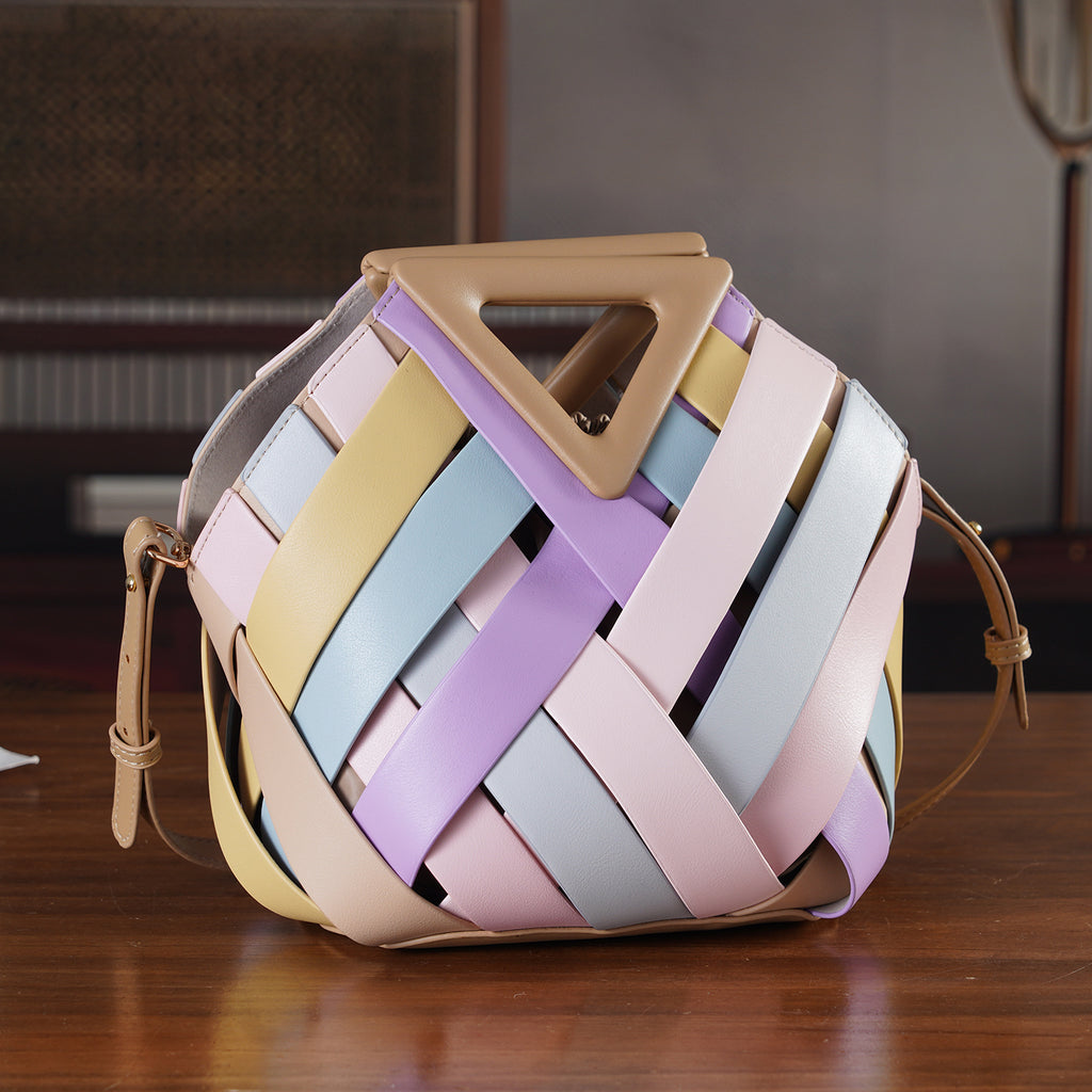 Designer Triangle Handle Clutch Handbag with Removable Pouch & Adjustable Shoulder Strap - Multi Colour_8498707_1