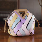 Designer Triangle Handle Clutch Handbag with Removable Pouch & Adjustable Shoulder Strap - Multi Colour_8498707_1