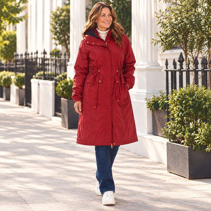Charlotte West Ladies Long Sheroa Lined Jacket (Size 20) - Deep Red 8498779 1