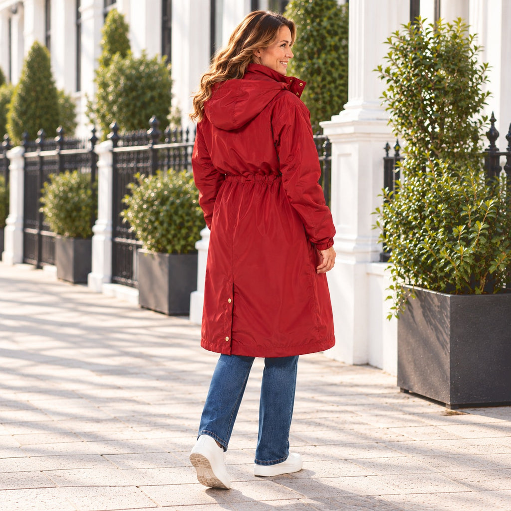 Charlotte West Ladies Long Sheroa Lined Jacket (Size 20) - Deep Red_8498779_1