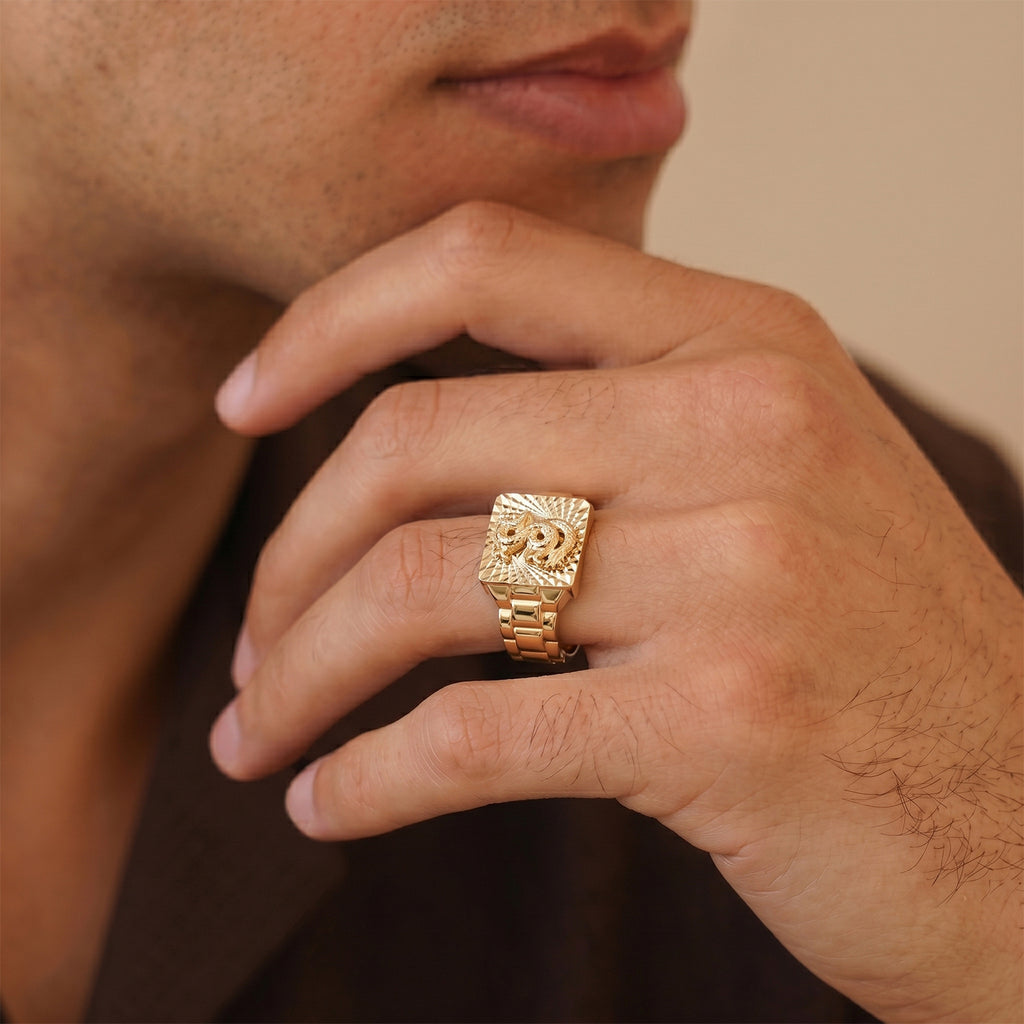 Gold Legacy Collection - 9K Yellow Gold Dragon Signet Ring_8499190_1