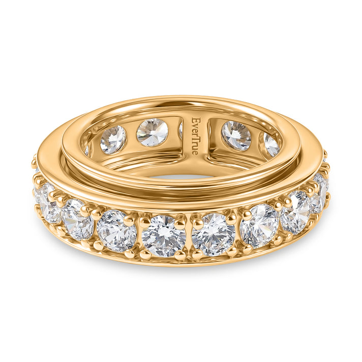 EverTrue 7.8 Ct. White Cubic Zirconia Full Eternity Spinner Band Ring For Men and Women in Yellow Gold Plating 8499215 1