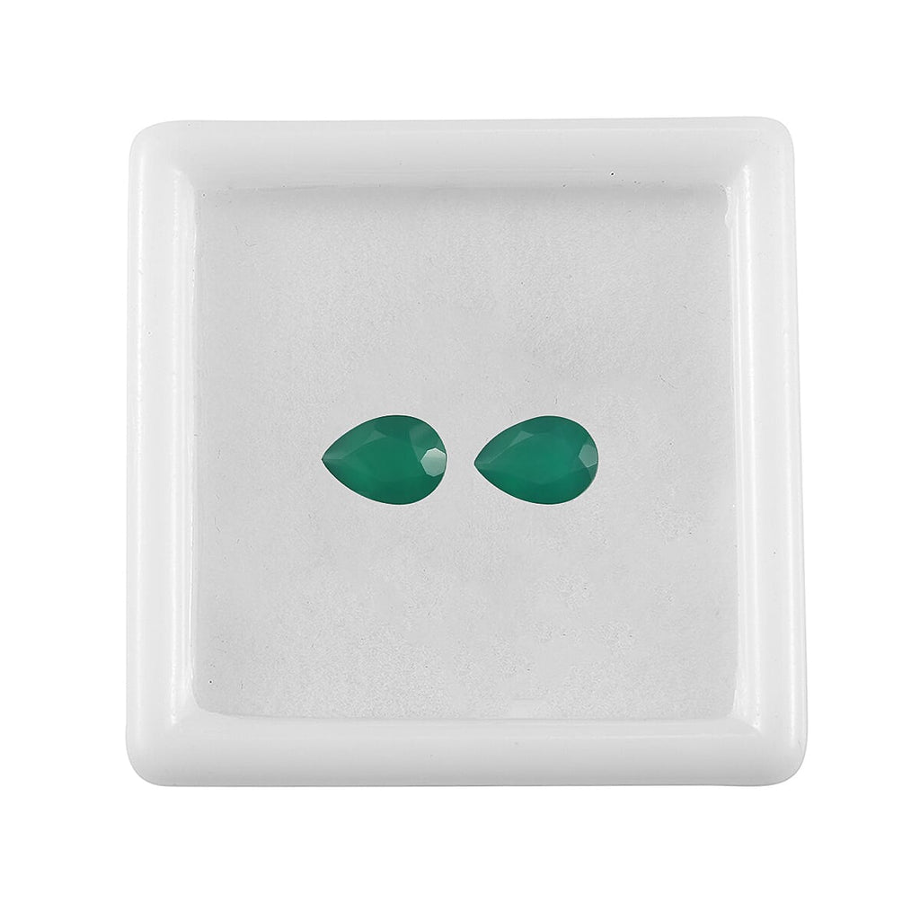 Set Of 2 Green Onyx Pear 7X5 mm Gemstone, 1.18 Ct_8499241_2
