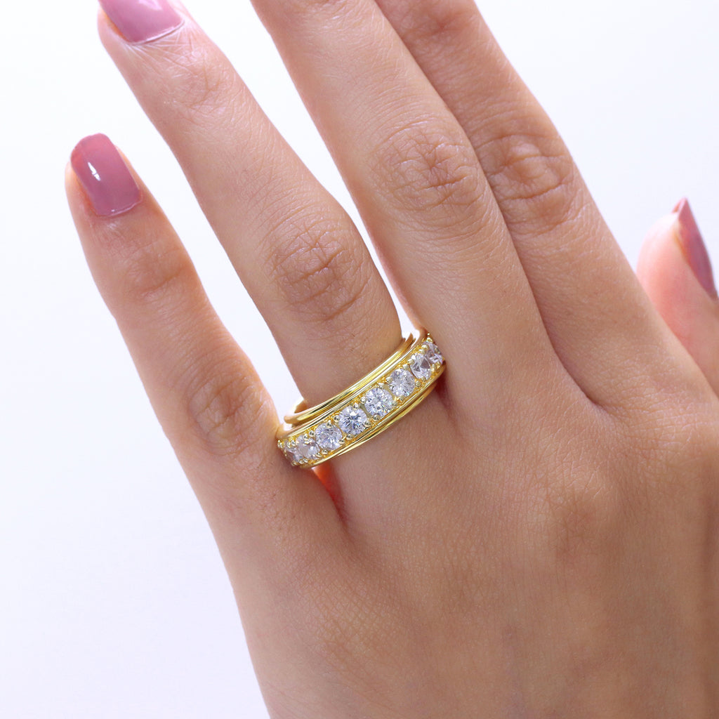 EverTrue - White Cubic Zirconia Eternity Band Ring in Yellow Gold Tone 8.30 Ct._8499309_1