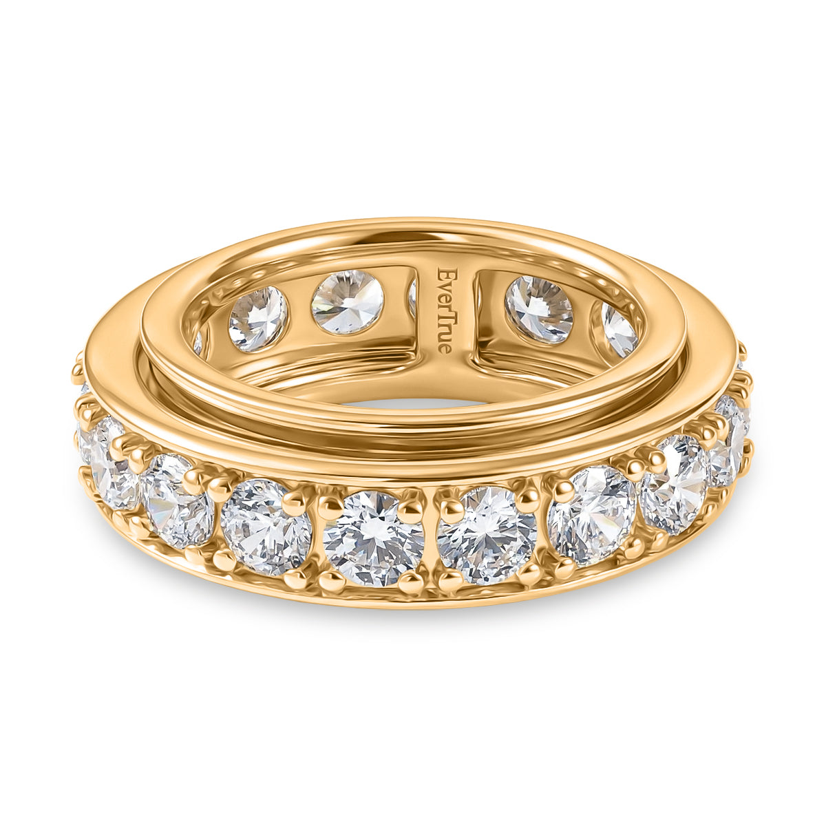 EverTrue 7.8 Ct. White Cubic Zirconia Full Eternity Spinner Band Ring For Men and Women in Yellow Gold Plating V32491472 0